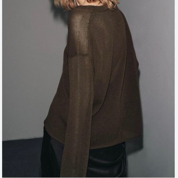 NWT - Zara Rustic Knit Brown Over Sized Sweater - Picture 6 of 6